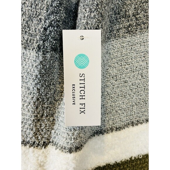 NWT Pink Clover Open Front Long Cardigan Sweater Stripes Pockets SOFT Oversize M - Picture 6 of 7